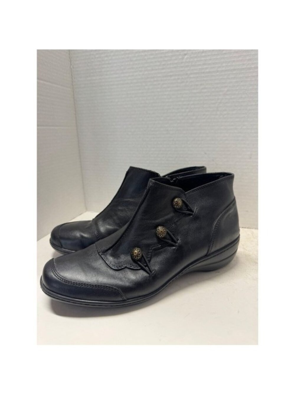 Volks Walkers Winkel Black Leather Button Ankle Boots 41 10 Hand Made